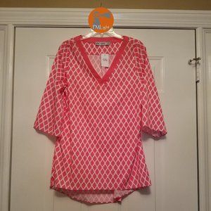 Retro Threads New Medium Pink & White Tunic Diamonds